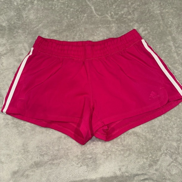 Adidas Pink Athletic Shorts with White Stripes - Picture 1 of 5